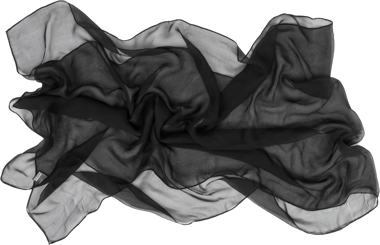 Women-Lightweight-Scarf Solid Color Silk Scarf Long Chiffon One Size Black