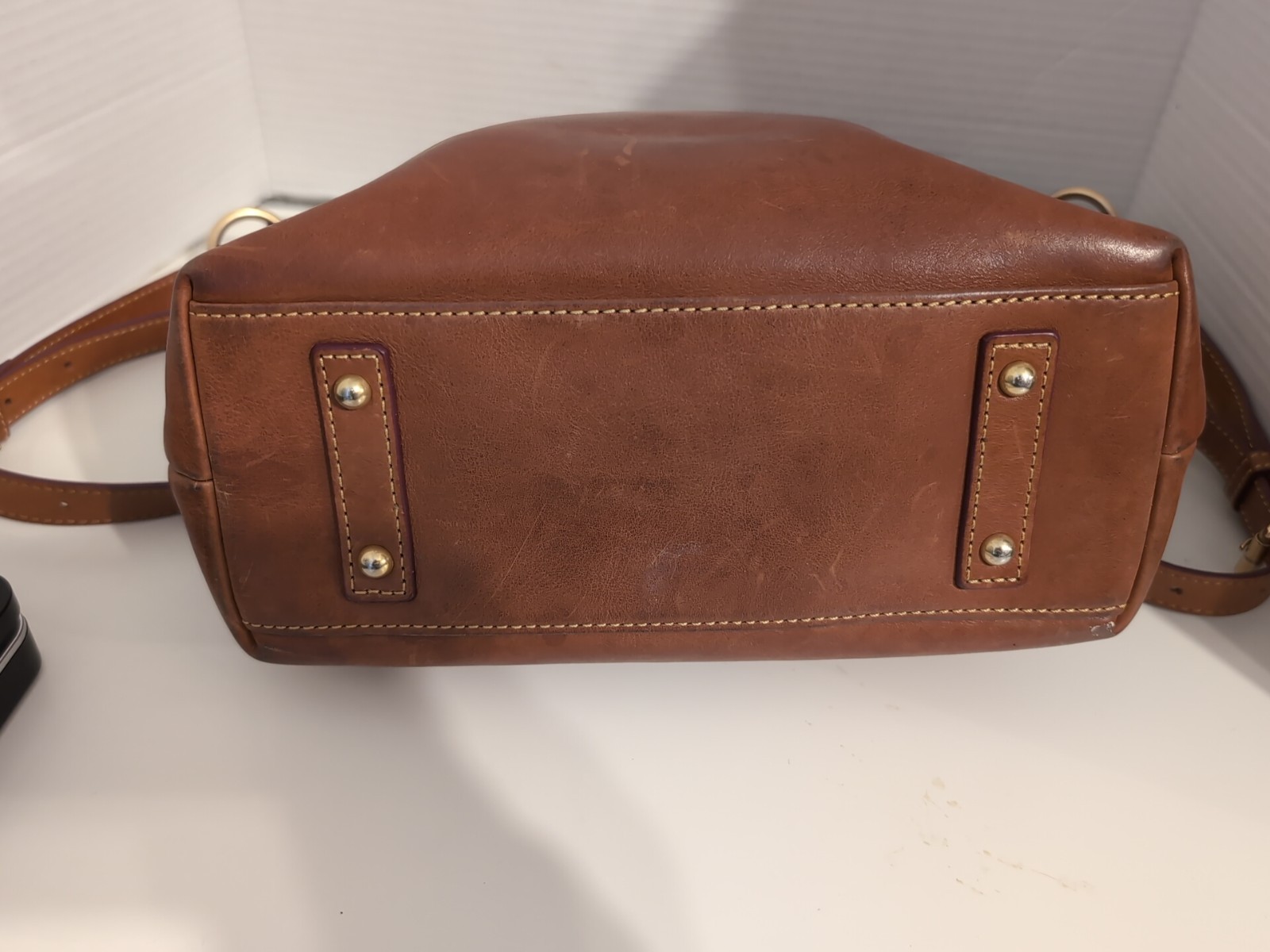 Dooney & Bourke Florentine Leather Dixon Hobo Crossbody Bag BROWN