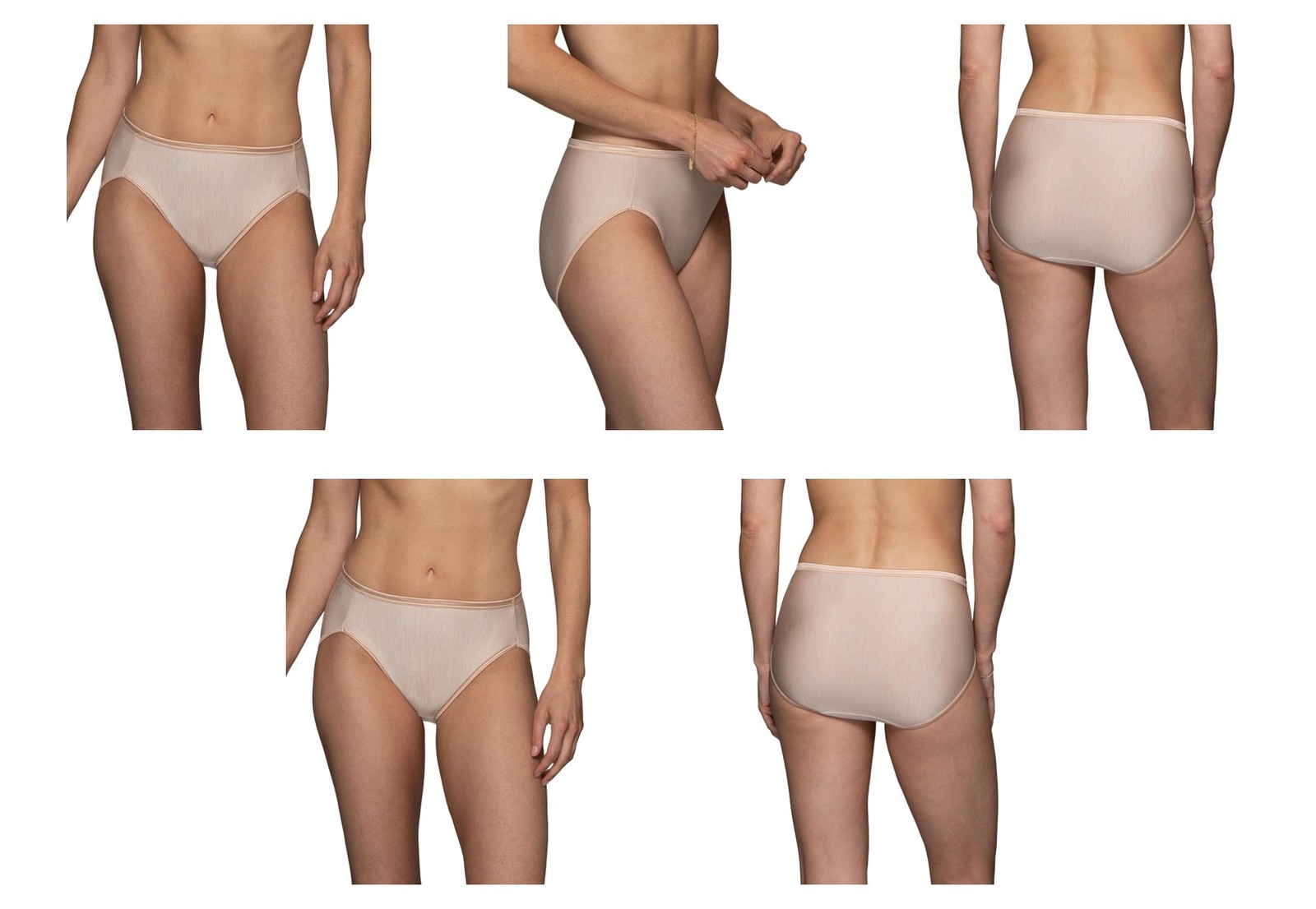 5 Pack Vanity Fair Illumination Hi Cut Brief 13108 Rose Beige Sz 5 NWT