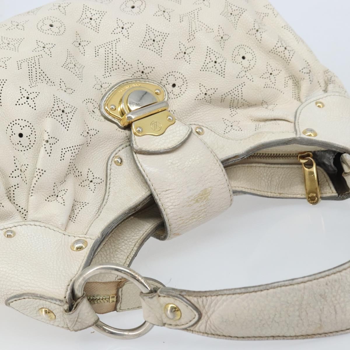 LOUIS VUITTON Mahina Solar PoweredGM Bag Leather White M93128 LV Auth bs34140
