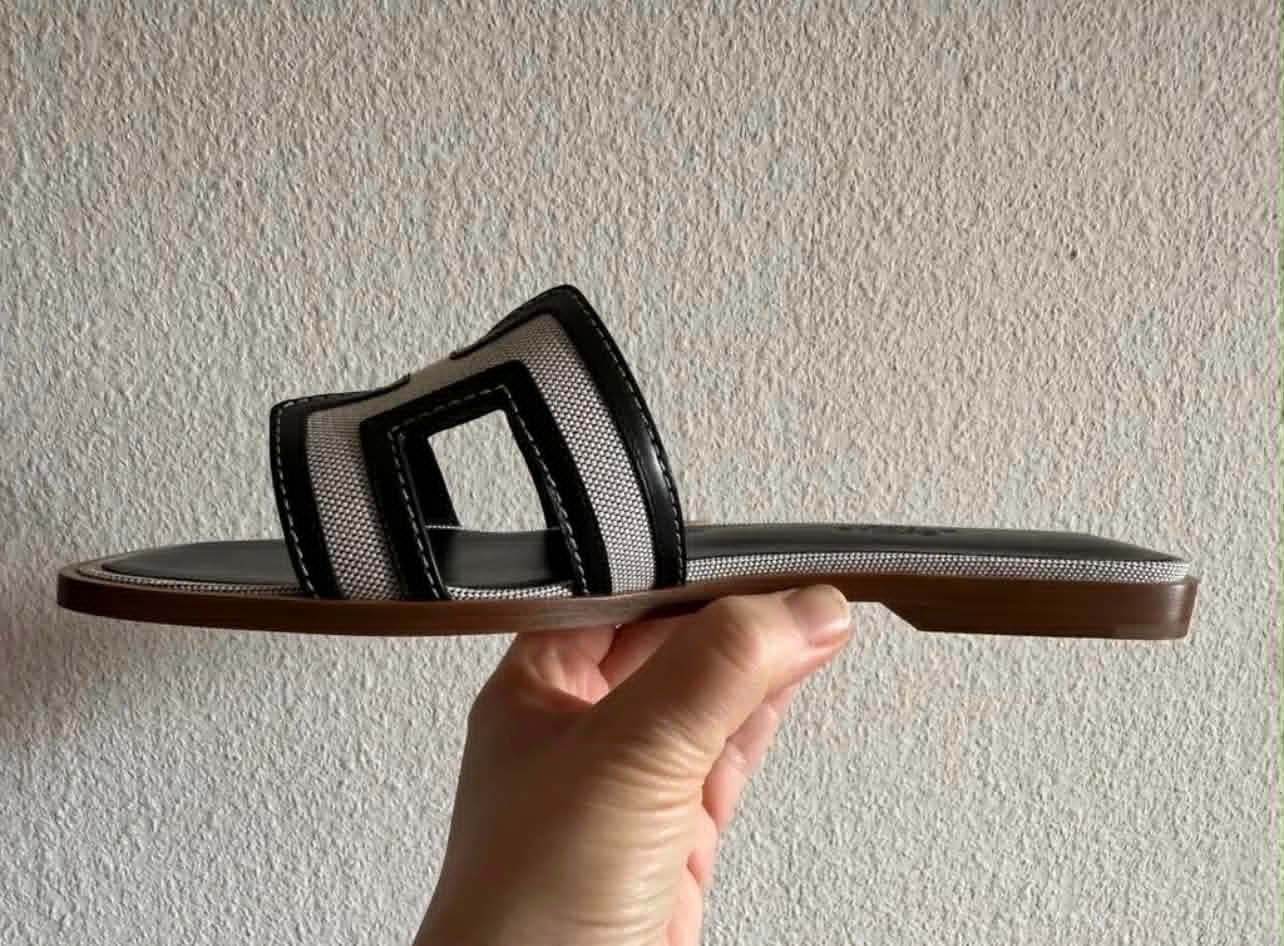 Hermes Oran Canvas Sandals Size 38