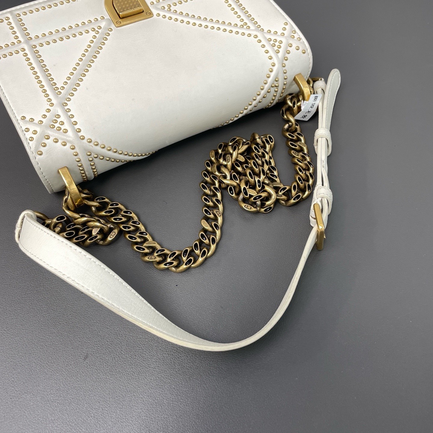 Dior Pre-Owned Authentic Chain Bag White 21.5*12.5*7 Free Tracked Shipping