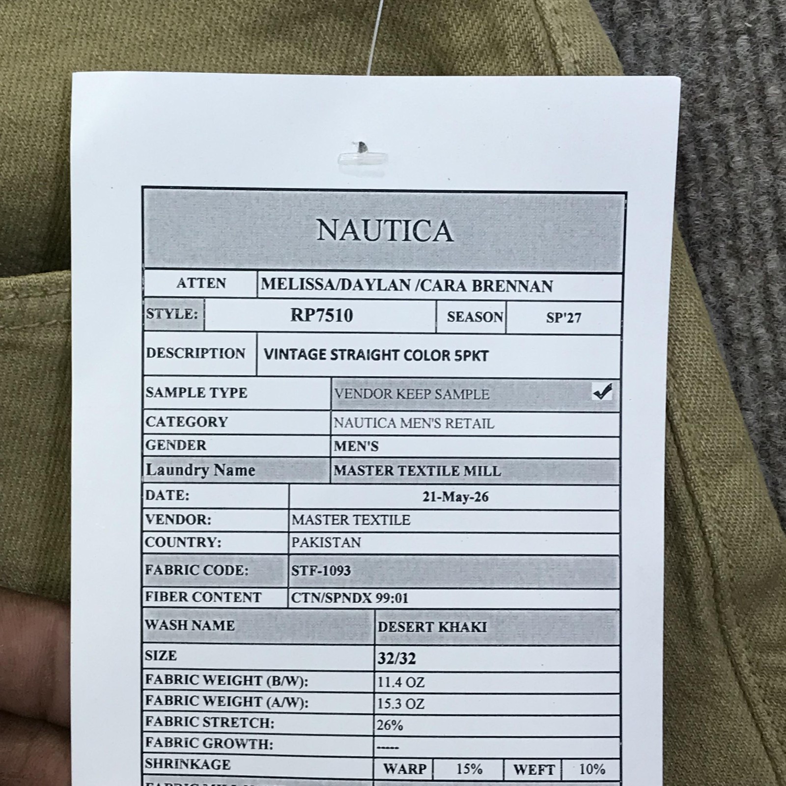 New Nautica Vintage Straight Jeans Mens 32×32 Beige Desert Khaki Denim Sample
