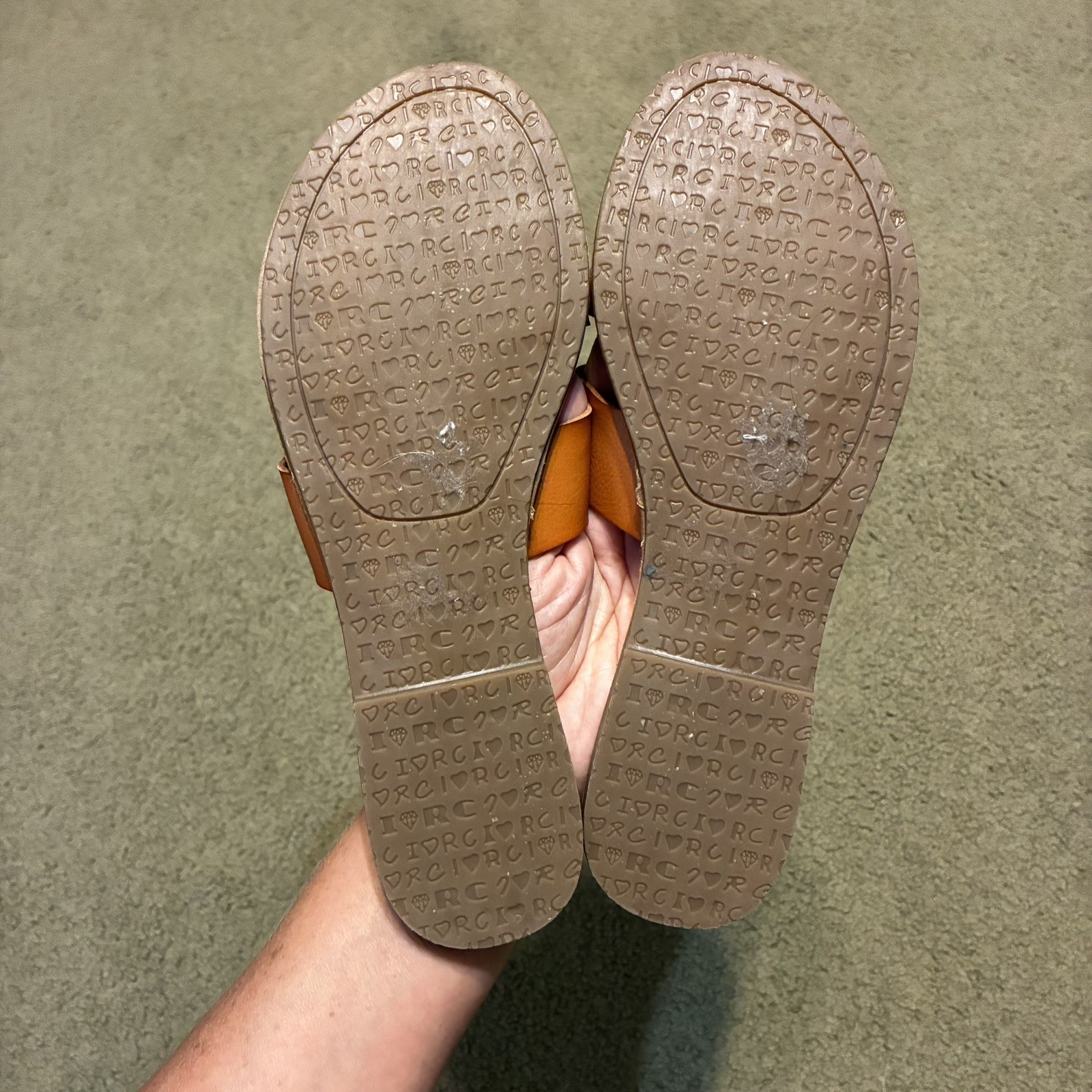 Rock & Candy by Zigi Bindi Sandals Slide Brown Tan Sz 6.5 Cushion Sole Womens