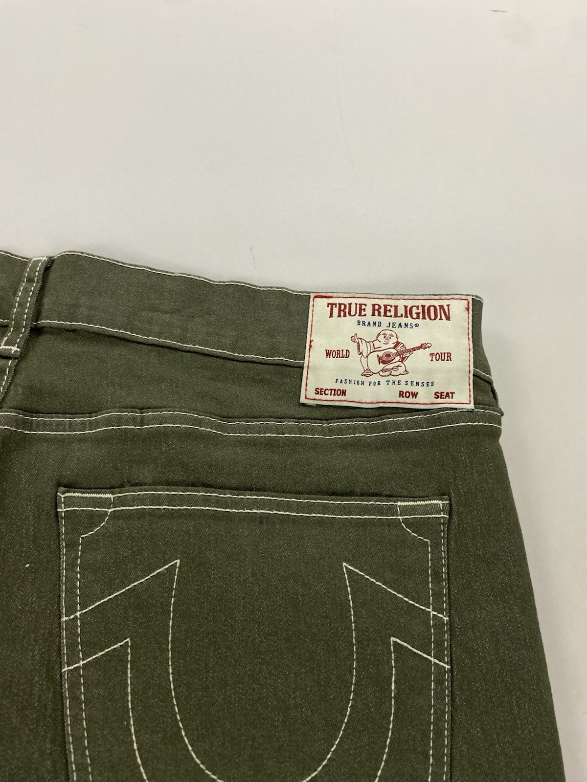 NEW True Religion Geno Relaxed Slim Kalmata Green Jeans Mens Size 36×32