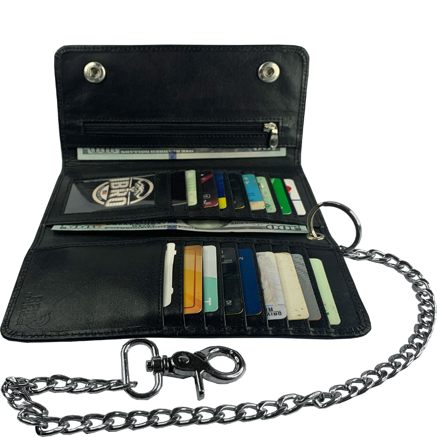 IBRO Motorcycle Chain Wallet for Men – 100% Natural Genuine Leather, Long