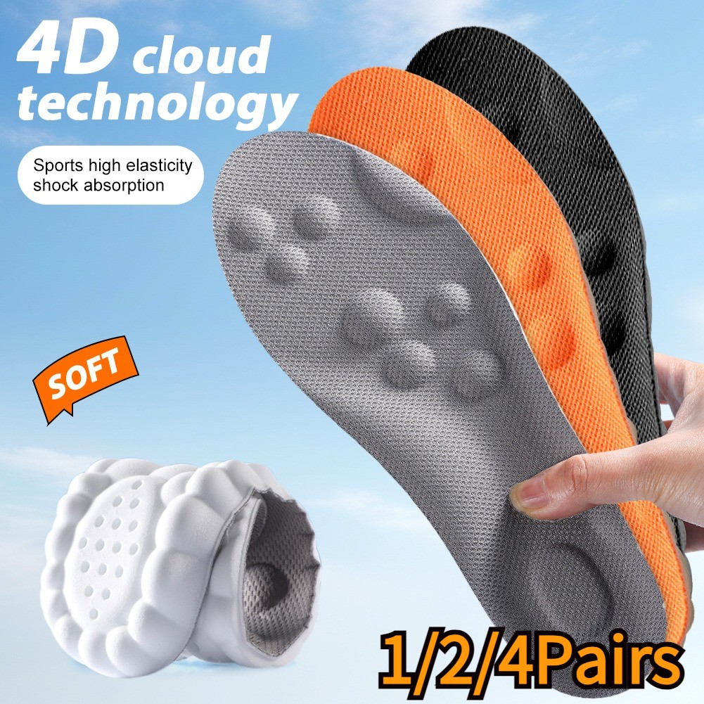 4D Memory Cloud Technology Insole – Super Soft Ultra Comfort Insoles Foam Sport