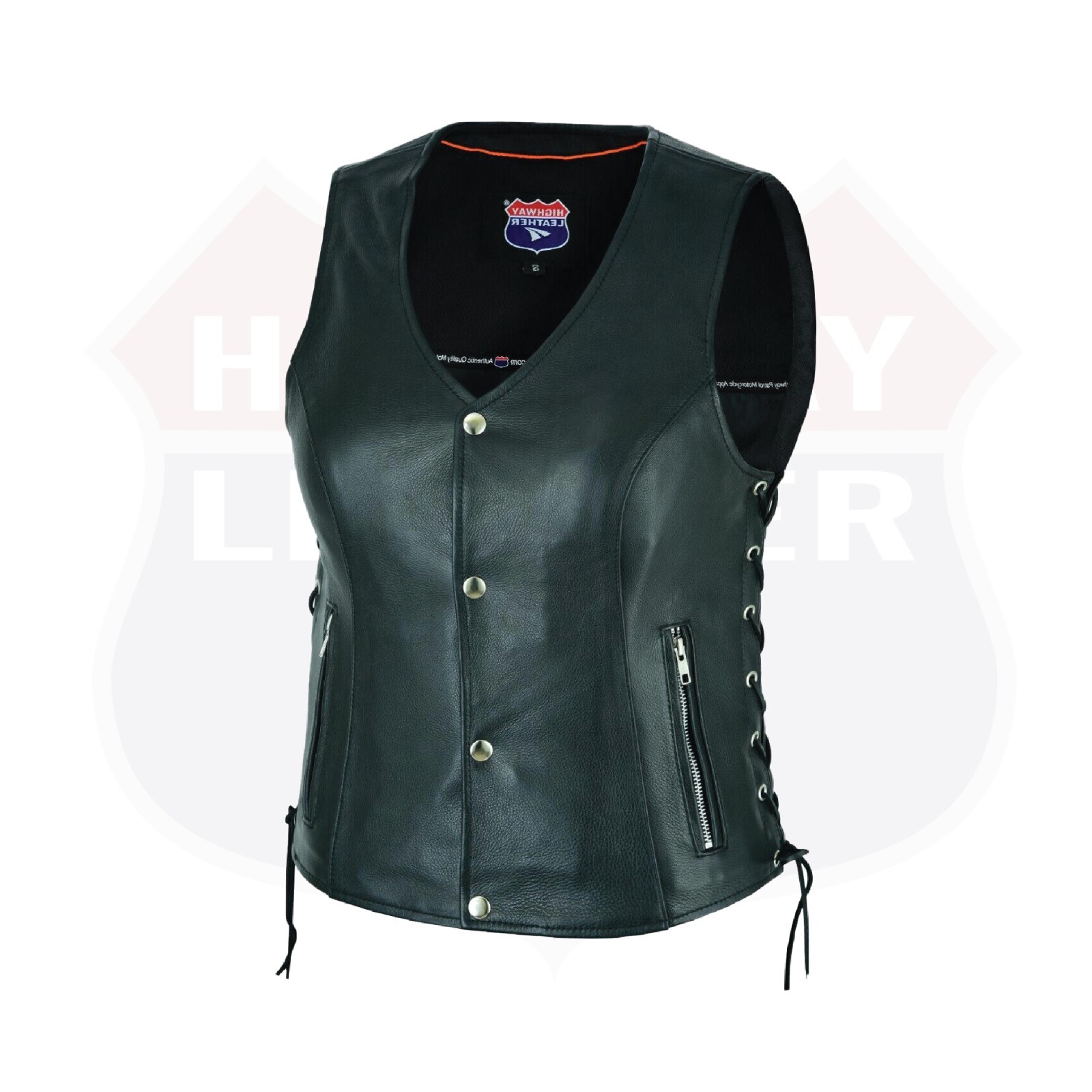 Women’s Motorcycle Side Lace Leather Vest Zipper Pockets 2 Gun Pocket HL14851SPT