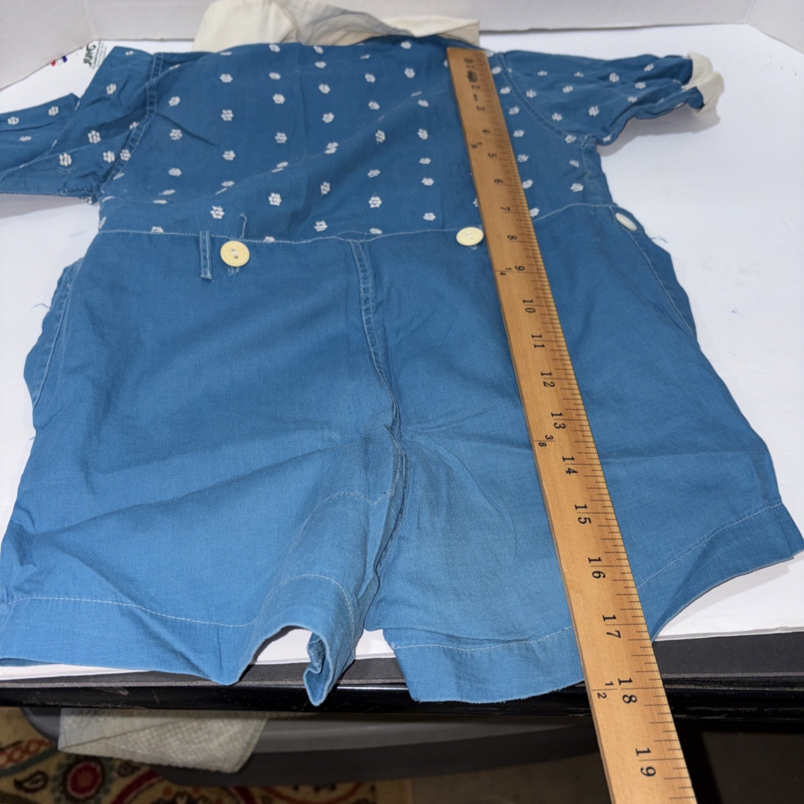 Vtg 40s 2 Piece Blue SSet – Sz 2-3t Handmade Needs Buttons
