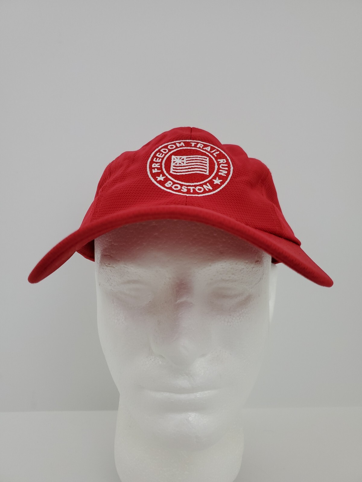 Freedom Trail Run Boston Strapback Hat Adult Red Massachusetts Embroidered Cap