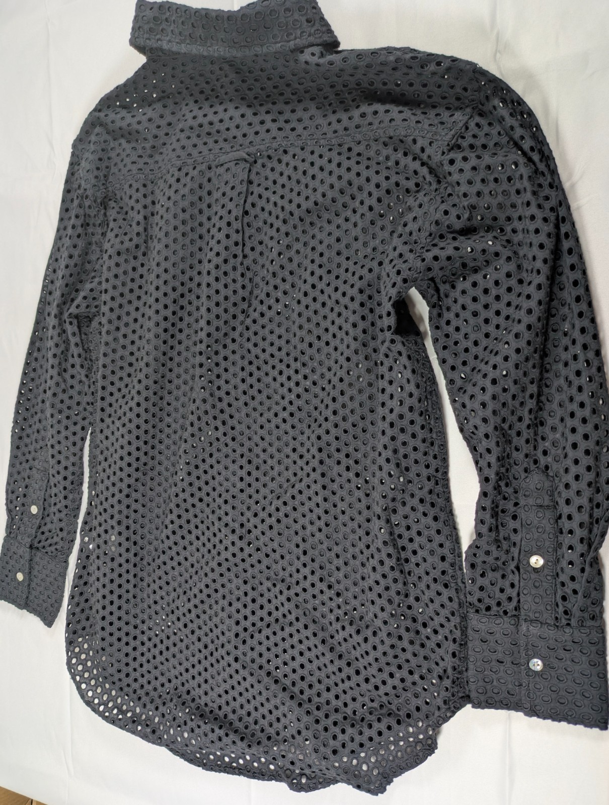 NWT Solid & Striped Bronte Button Down Shirt Eyelet Noir Black Swim Cover-Up L