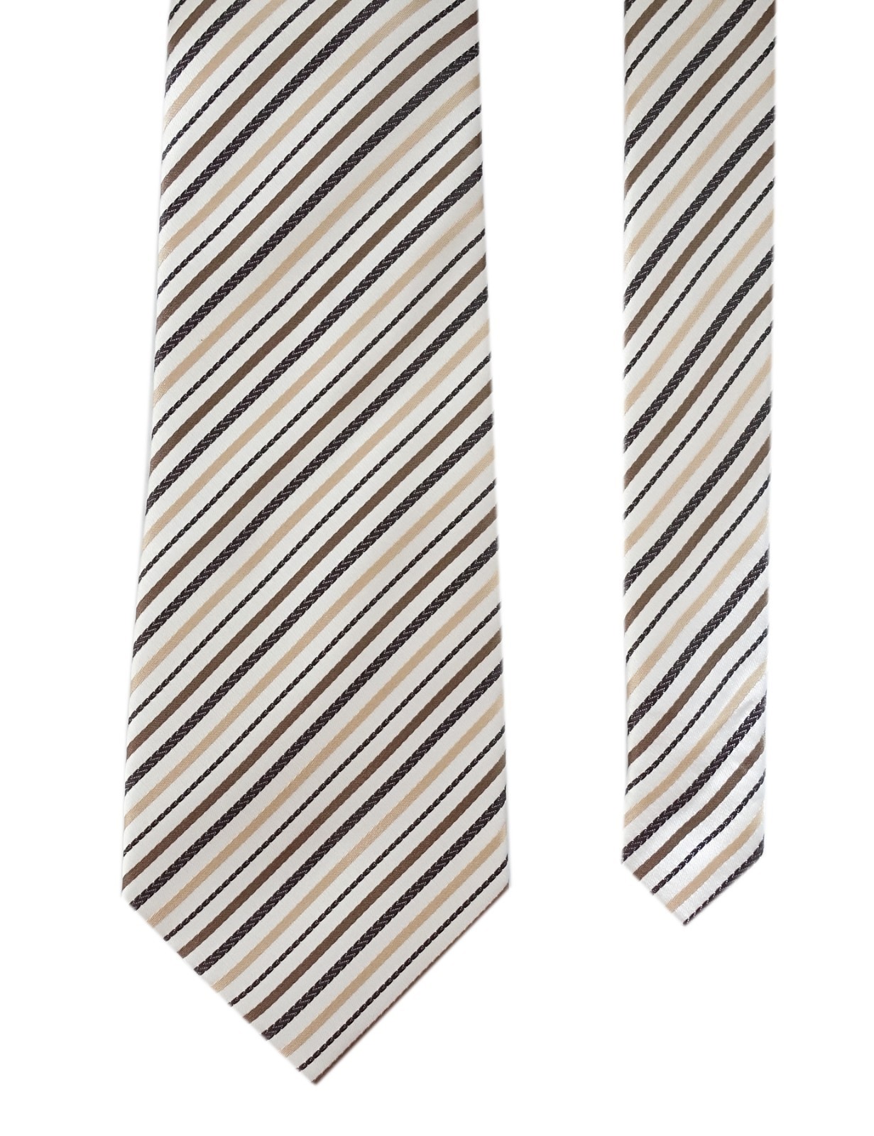 Extra Long Mens 63″ Tie Woven Jacquard Microfibre Beige/blue Striped XL Necktie