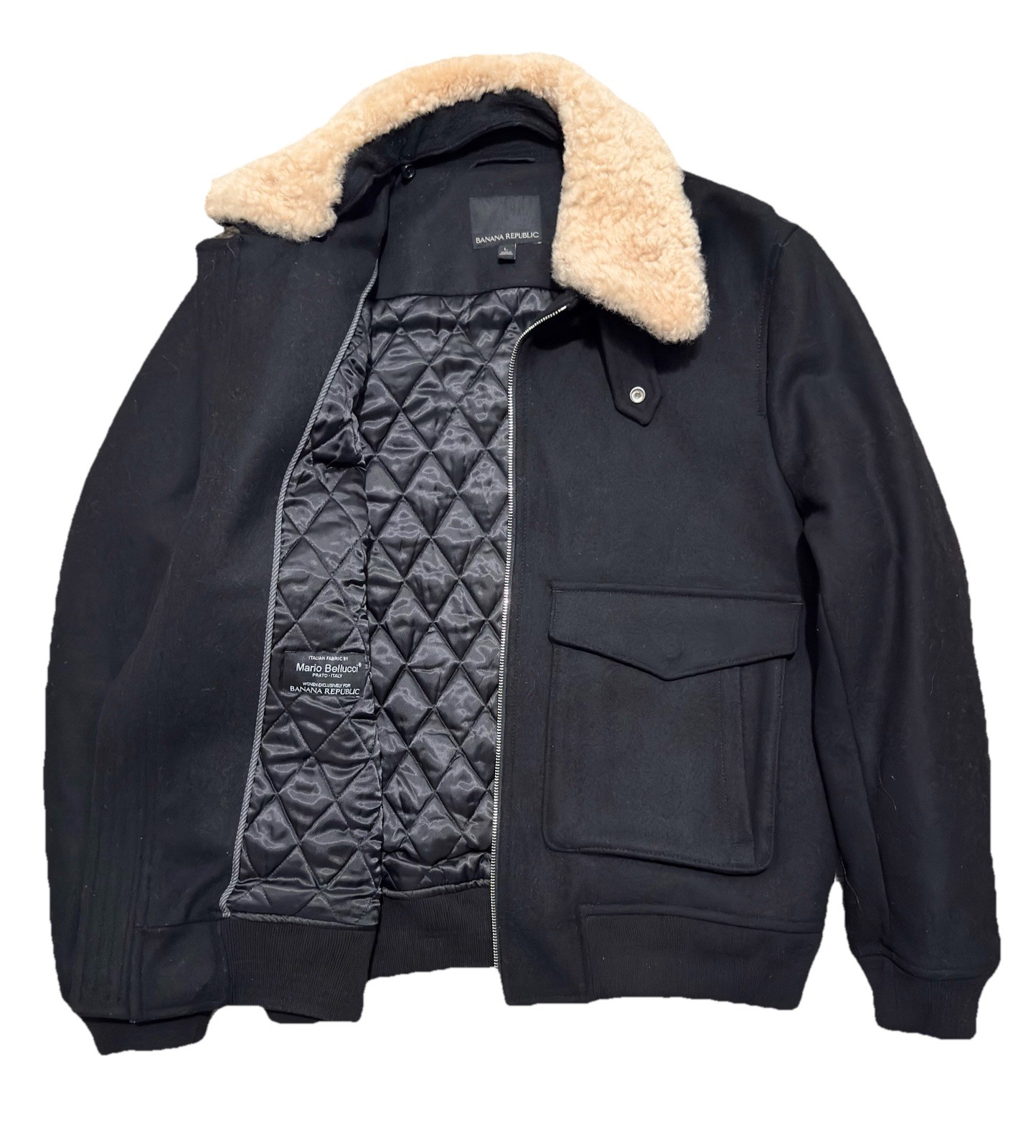 Banana Republic Mario Bellucci Italian Wool Bomber Jacket Size Large