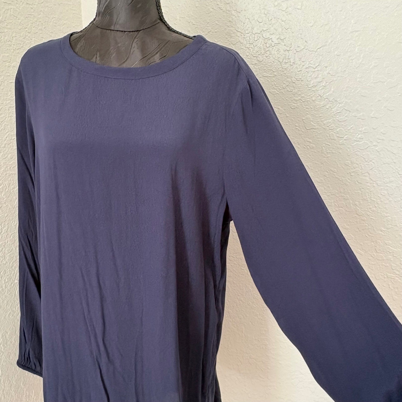 Gap Long Sleeve Flounce Hem Shift Dress Women L Navy