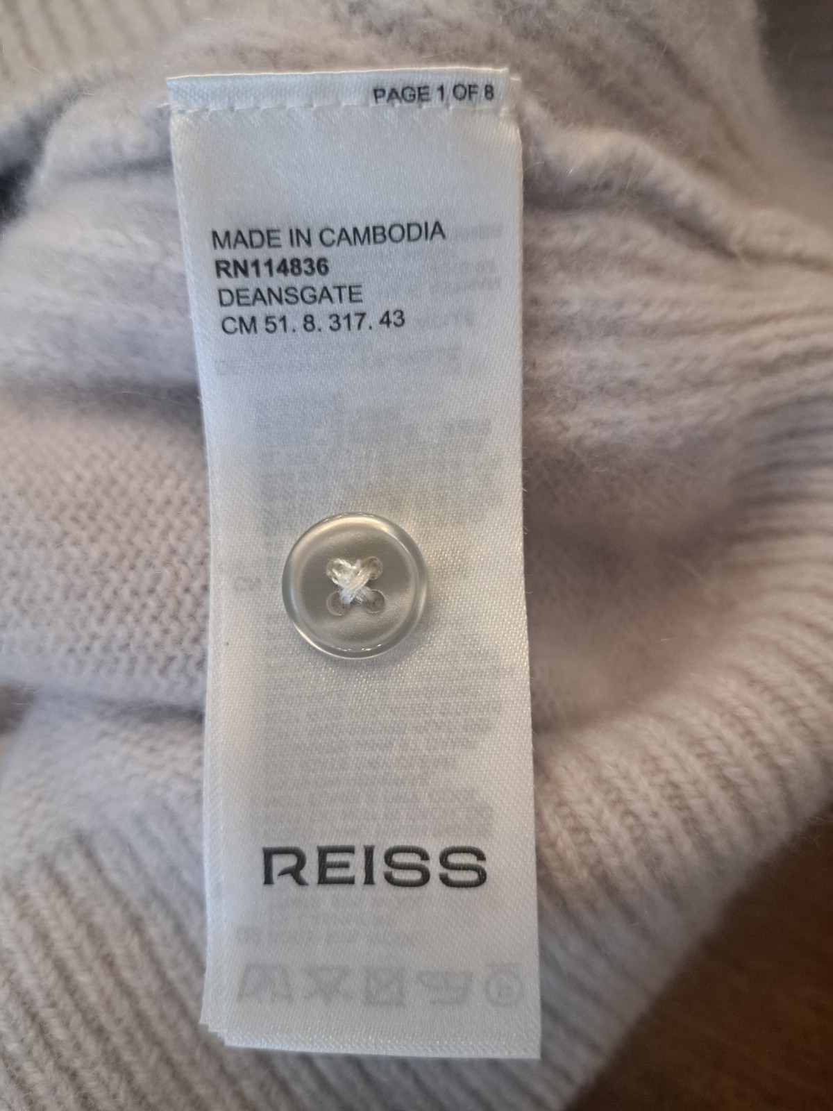 Reiss Deansgate Men’s Wool Blend Gray Polo Sweater Size XL