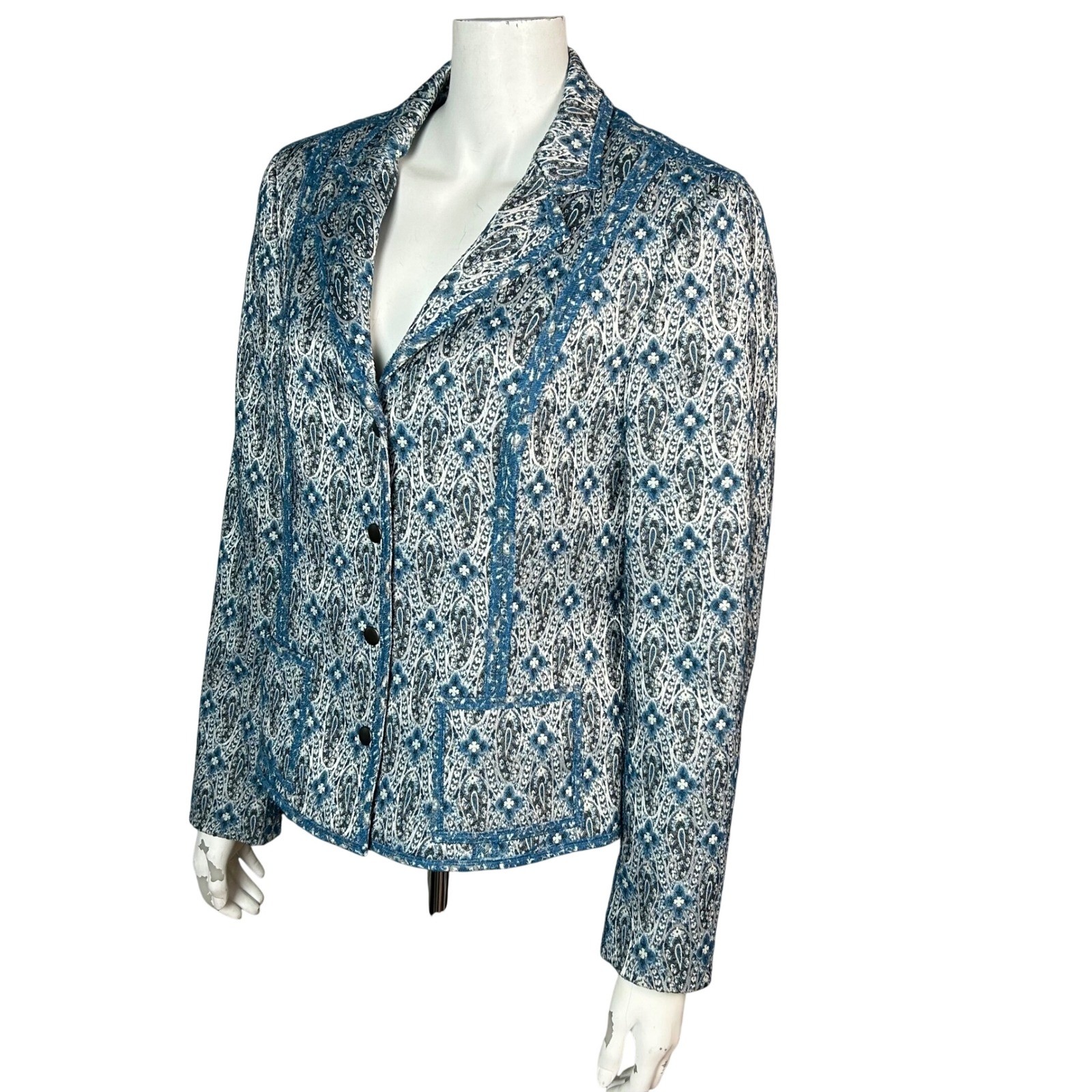 Worth Blazer size 12 Victorian Tapestry Jacket Wool Statement Office Artsy