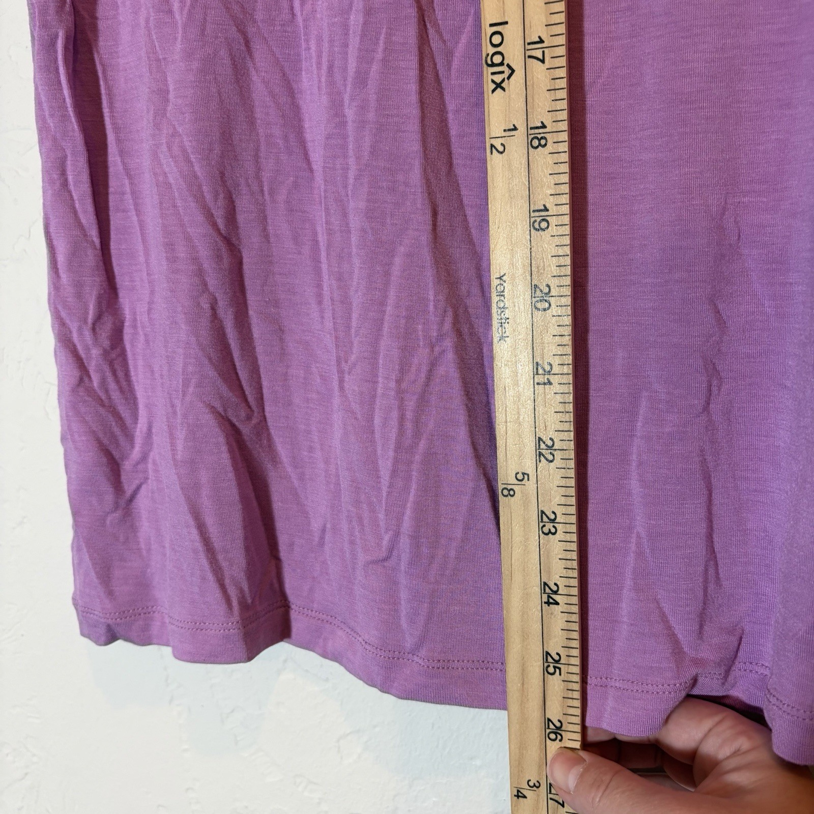 Sinclaire Women’s L Mauve Purple Silk Panel Stretch Short Sleeve Blouse Top