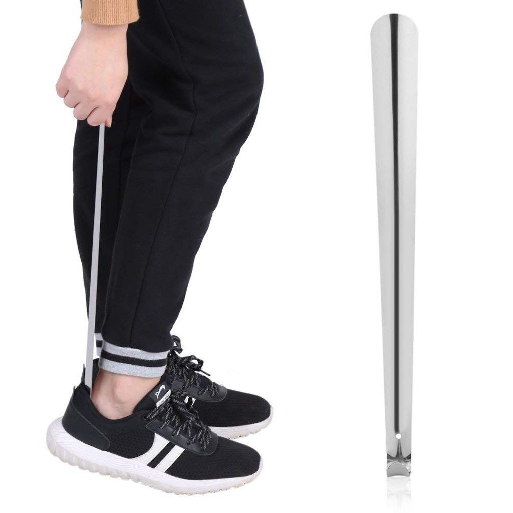 18inch Stainless Steel Long Handled Metal Shoe Horn Lifter with Hanging Hole USA
