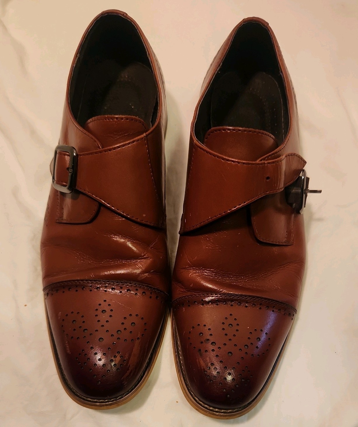 Stacy Adams Men’s Dickinson Leather Cap Toe Oxford Shoes Cognac Size 10 M
