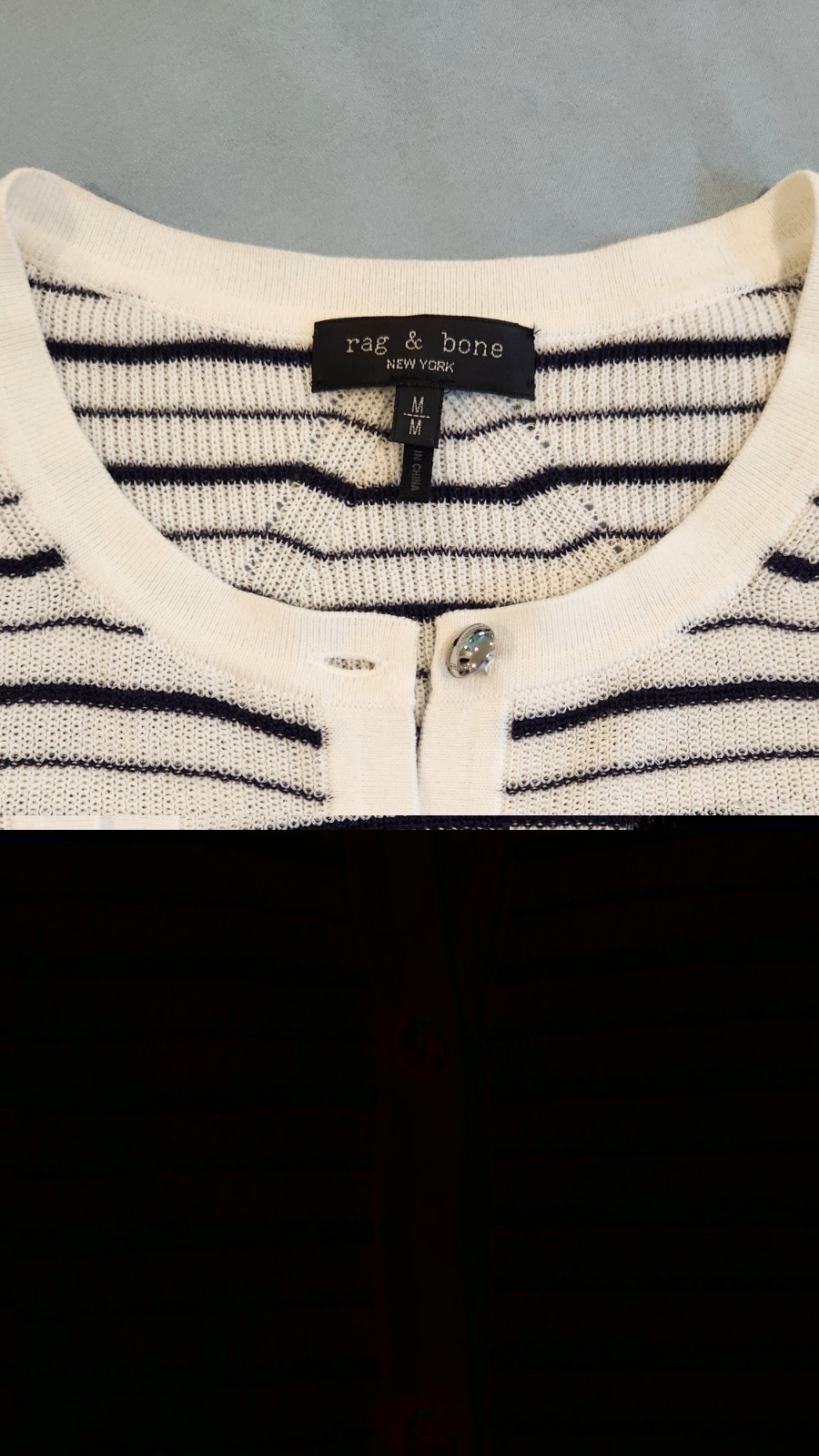 Rag & bone Dina Striped Cardigan Buttons Stripes Short Sleeves Size M