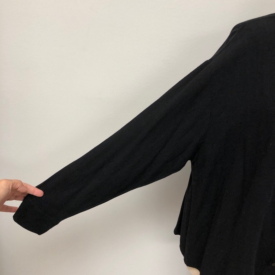 ee:some Button Down Womens Large Black Pinstripe Split Design Cotton Hemp TK9102
