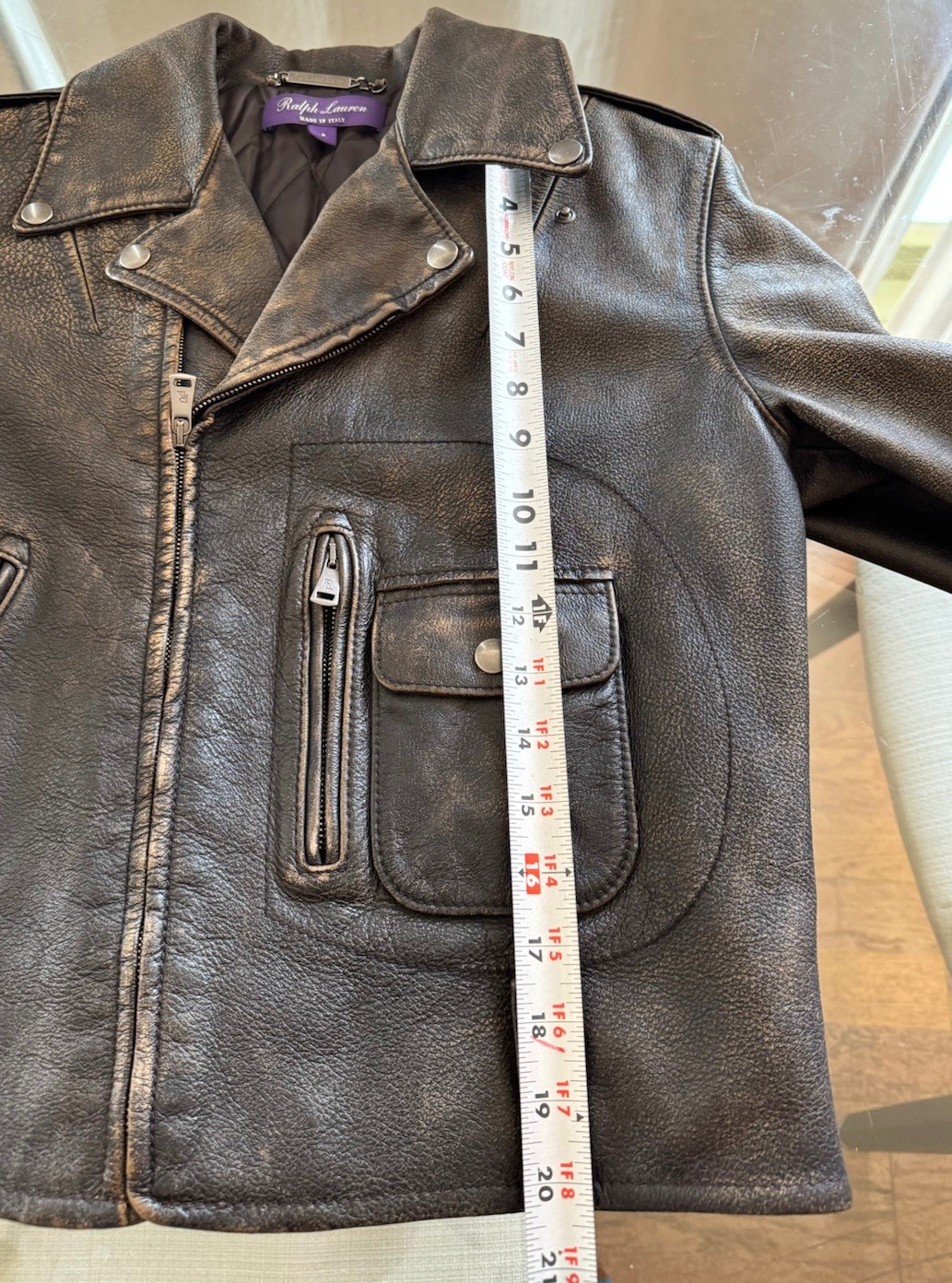 polo ralph lauren purple label 100% calf skin leather moto jacket womens size 8