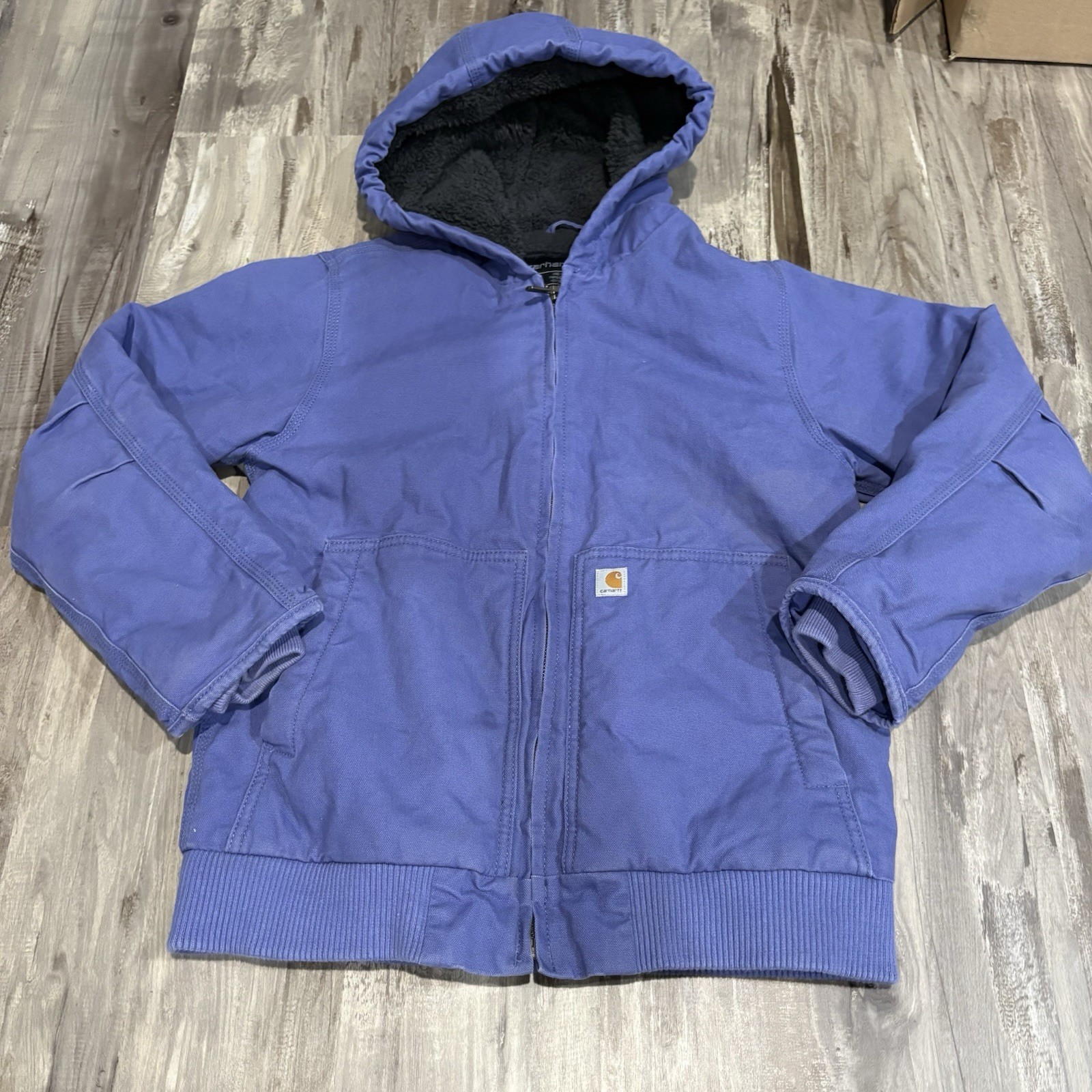 Carhartt Periwinkle Blue Kids SZ L (14) Sherpa Lined Active Jacket CP9564