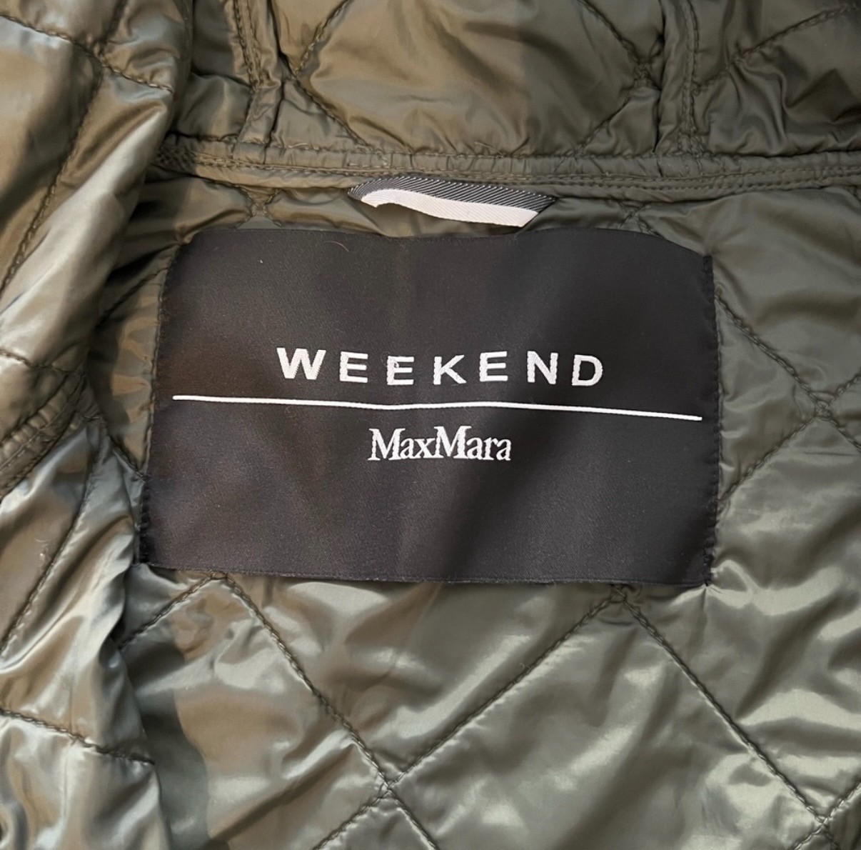 Olive green hooded WEEKEND Max Mara jacket, Size 10, Good condition