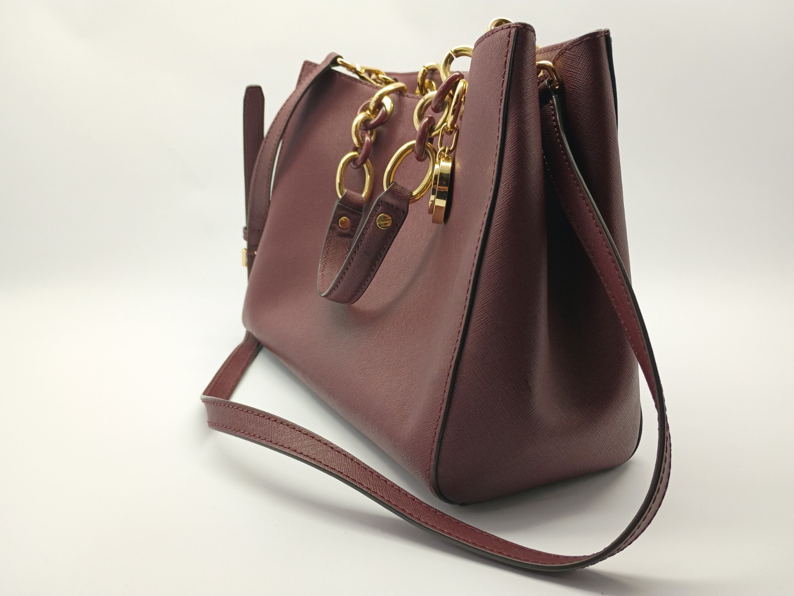 Authentic Michael Kors Cynthia Medium Burgundy Leather Tote