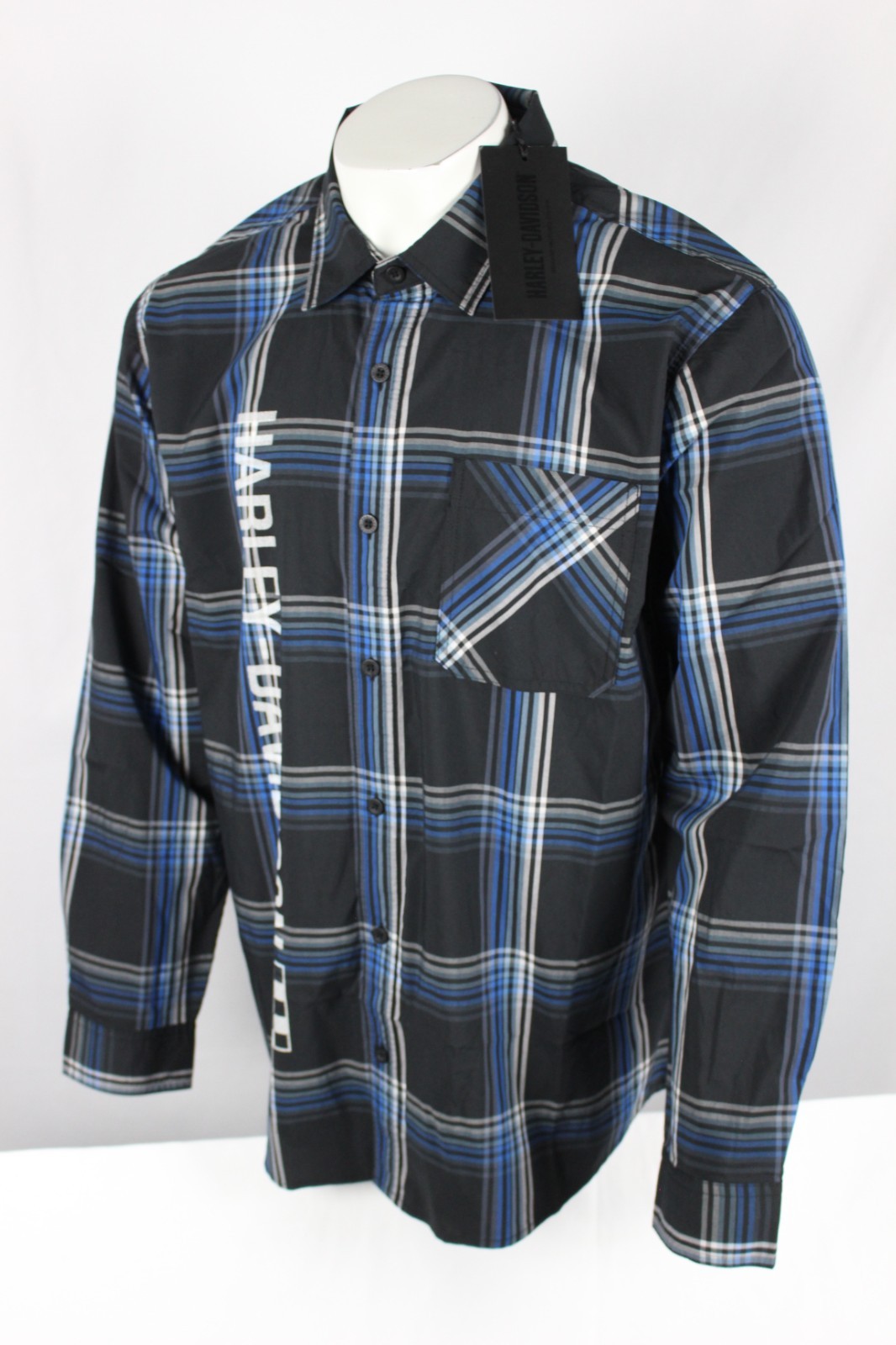 Harley Davidson Men’s The Bagger Long Sleeve Button Shirt Black Plaid