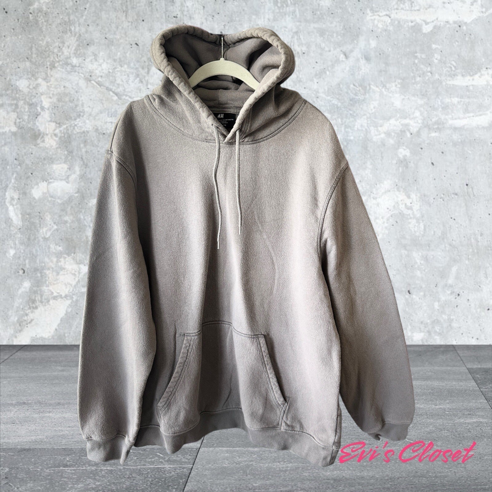 H&M Oversized Double Cuff Hoodie Unisex Grey Dbl Cuff Cotton Blend Size XXL