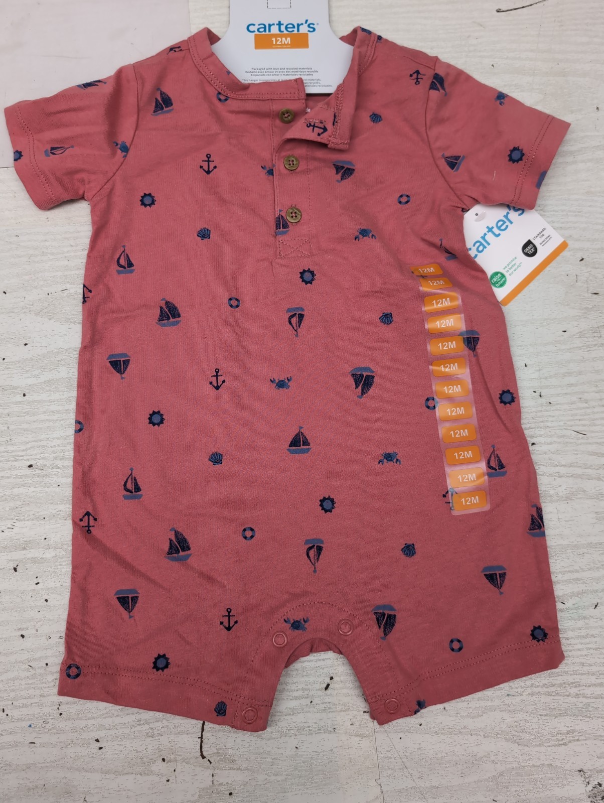 NWT Carter’s Baby Boy Red/Sailing Romper 12M BR0