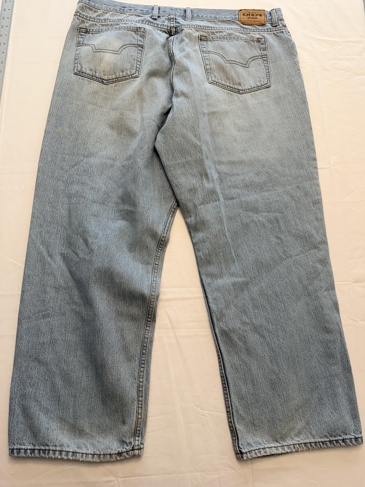 Chaps 985 Jeans Mens 42×30 Light Wash Blue Relaxed Straight Leg Denim Pants