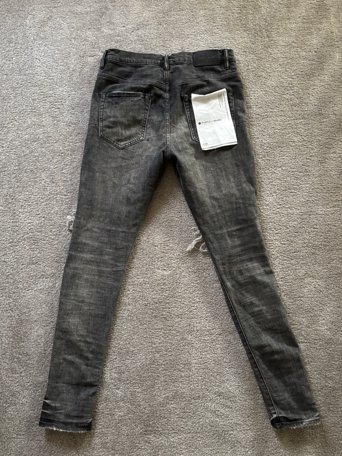Purple Brand P002 Men’s Grey Dirty Blowout Jeans Size 29