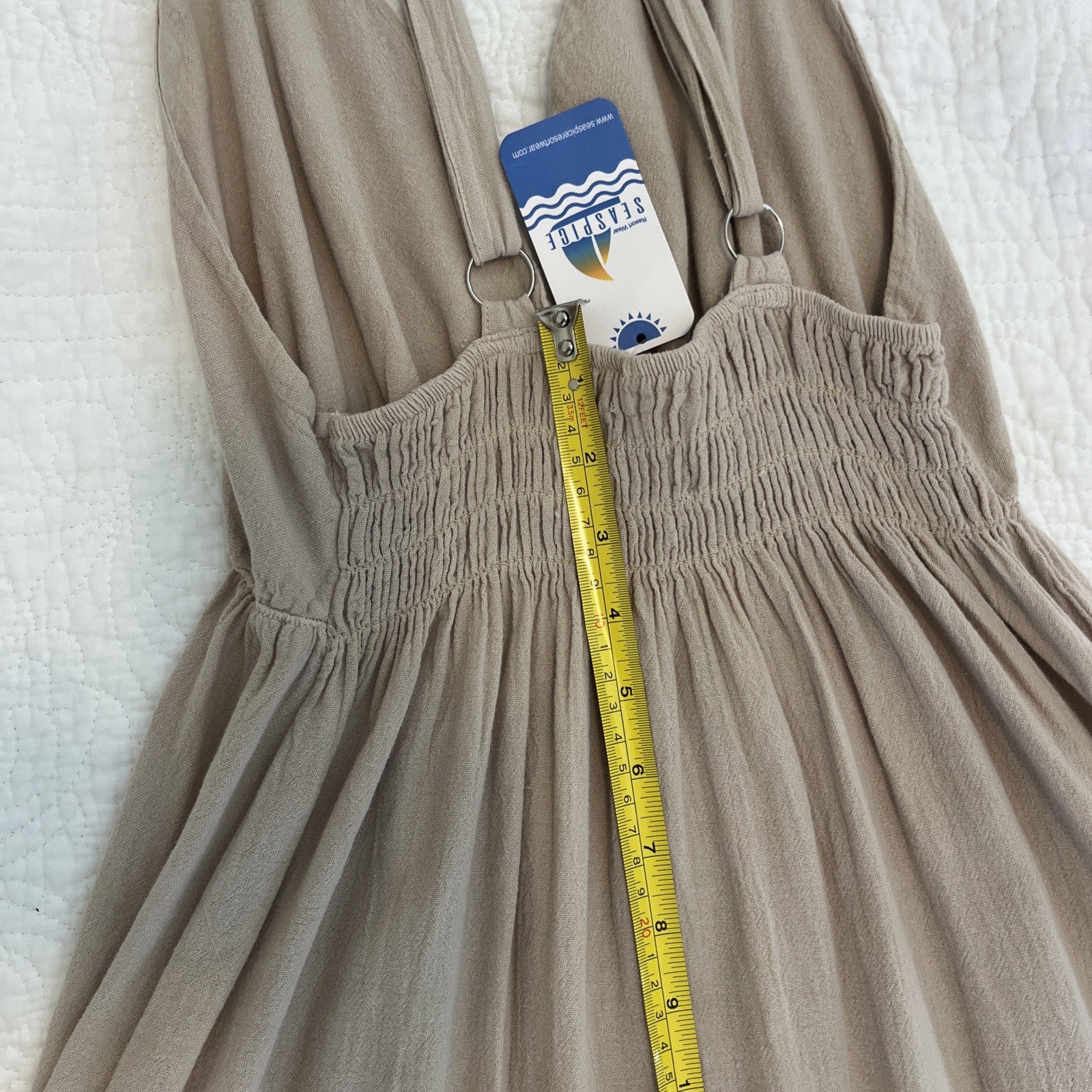 SEASPICE Resortwear Samantha Maxi Dress Baby Beige 100% Peruvian Cotton XL Boho