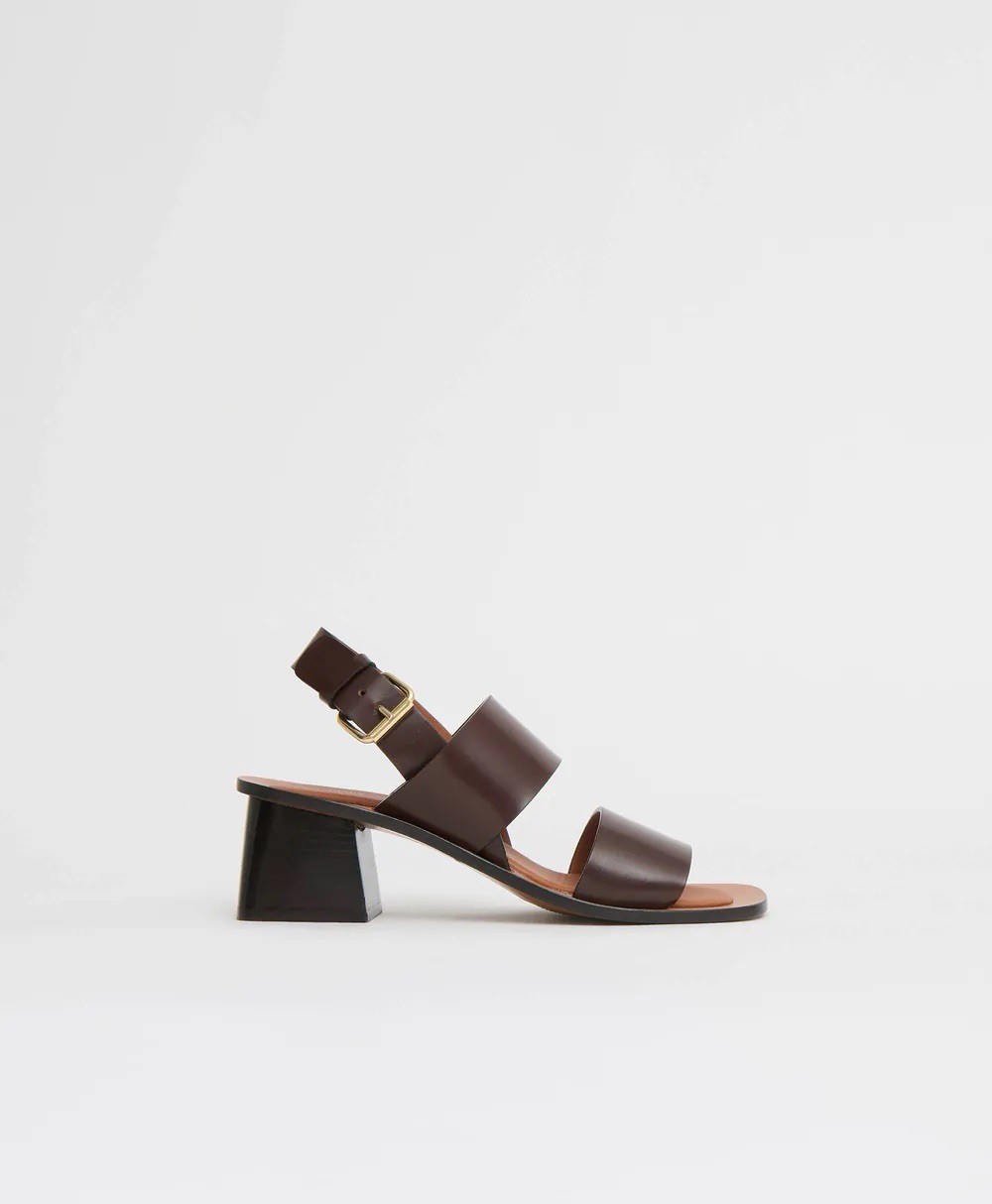 MANSUR GAVRIEL Women’s Chocolate Calf Leather Strappy Block Sandals 8