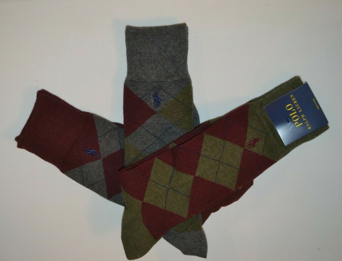 Polo Ralph Lauren Argyle Crew Custom Fit Dress Socks Men’s Sock Size: 10-13 NIP!