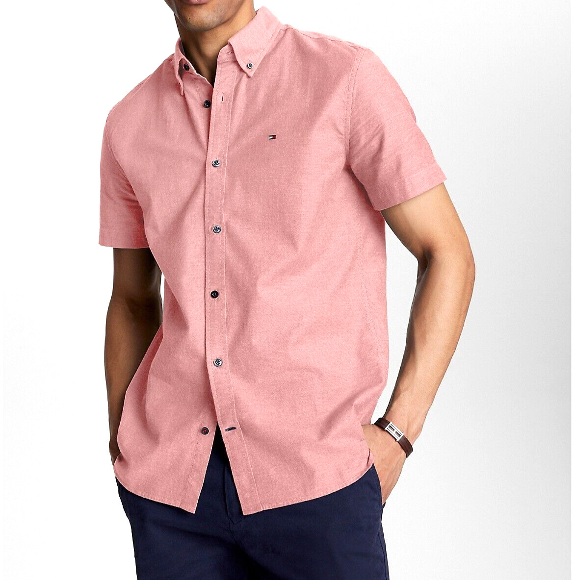 NWT Tommy Hilfiger Men’s Regular Fit Stretch Cotton Oxford Short Sleeve Shirt