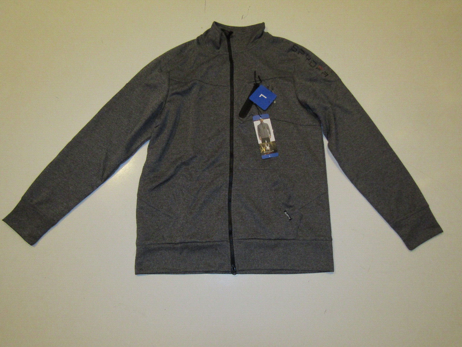 SPYDER Active Heather Gray Full Zip Breathable Jacket Moisture Wicking Sz Large