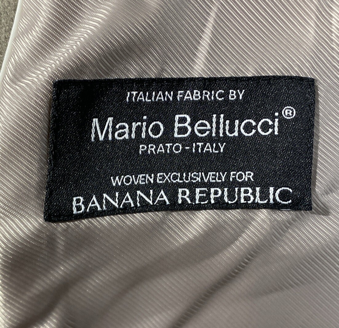 Banana Republic x Mario Bellucci Blazer Women Size 8 Wool Blend Taupe Tie Neck