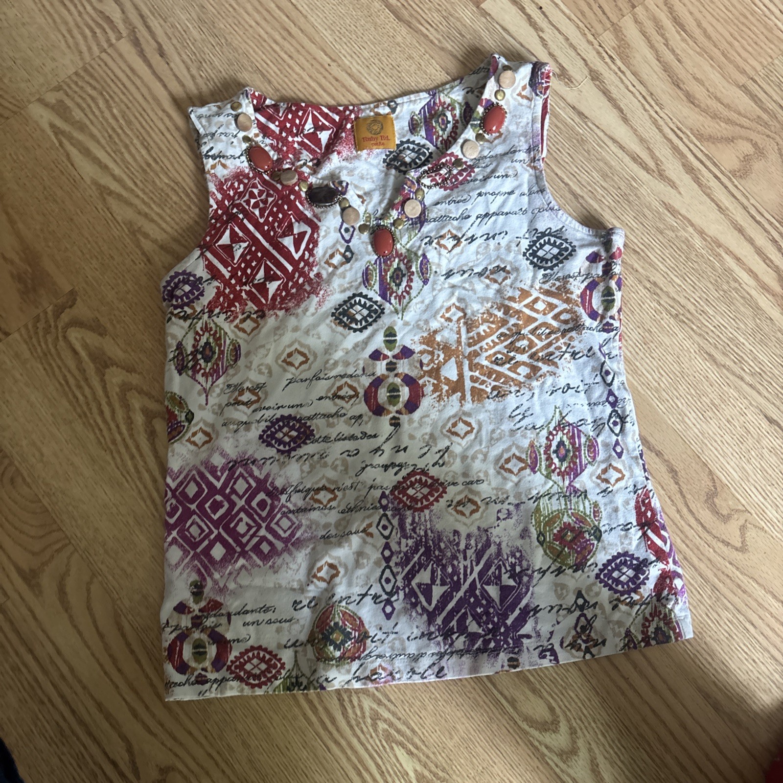Ruby Rd Sleeveless Multicolored Print Tank Top Size Medium Patchwork