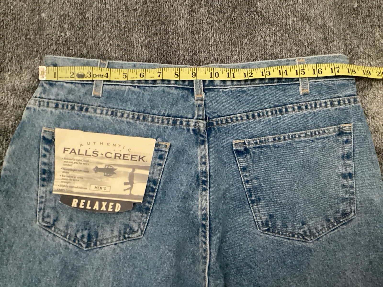 Falls Creek Relaxed Fit Jeans Mens Size 36×32 Cotton Stone Wash NEW