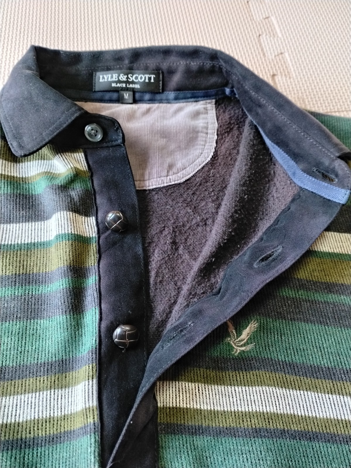 Lyle & Scott Black Label Striped Collared Knit Sweater Wool Blend Japan…