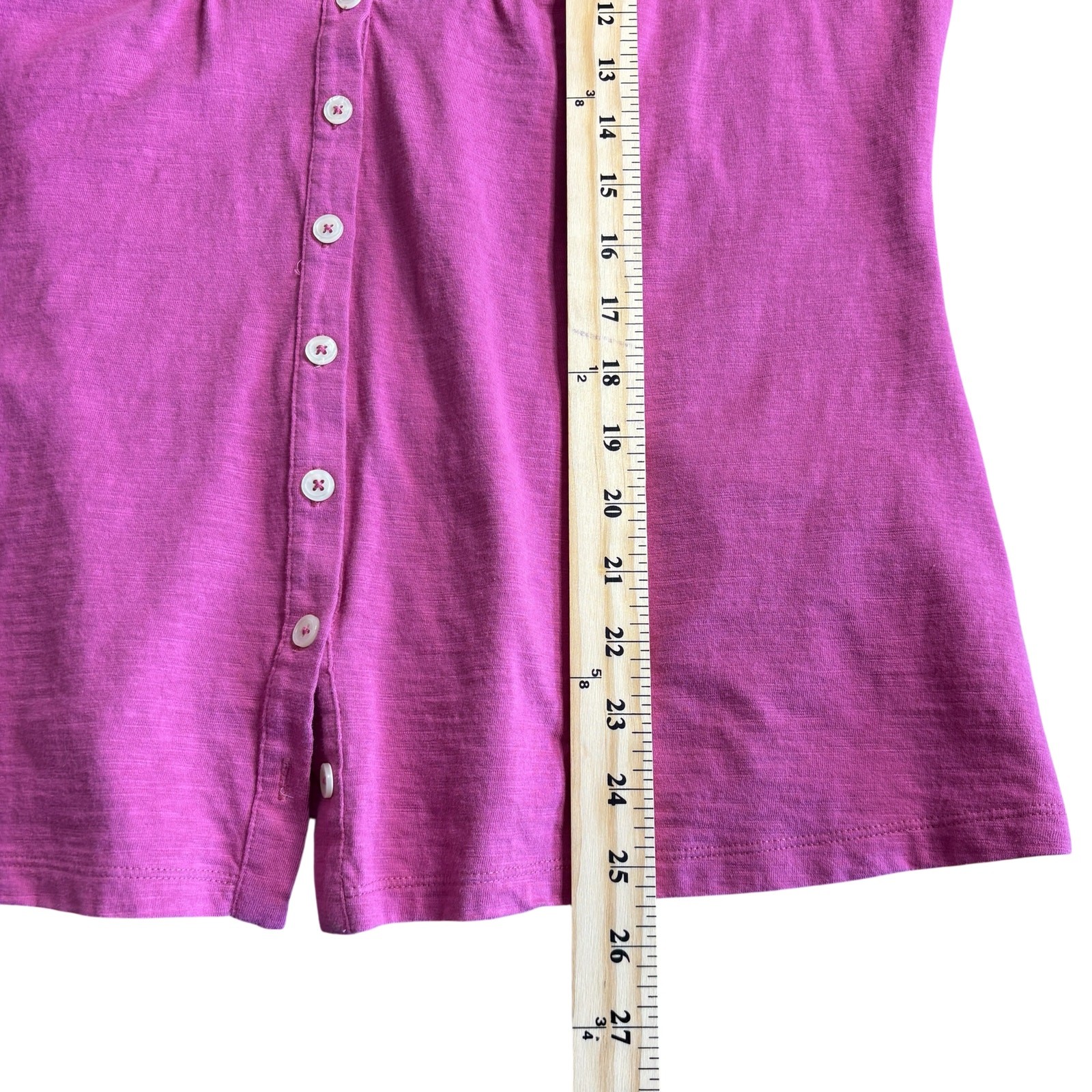 Boden Pintuck Pleated Button Front Tunic Top US 12 Berry Pink Cotton 3/4 Sleeve