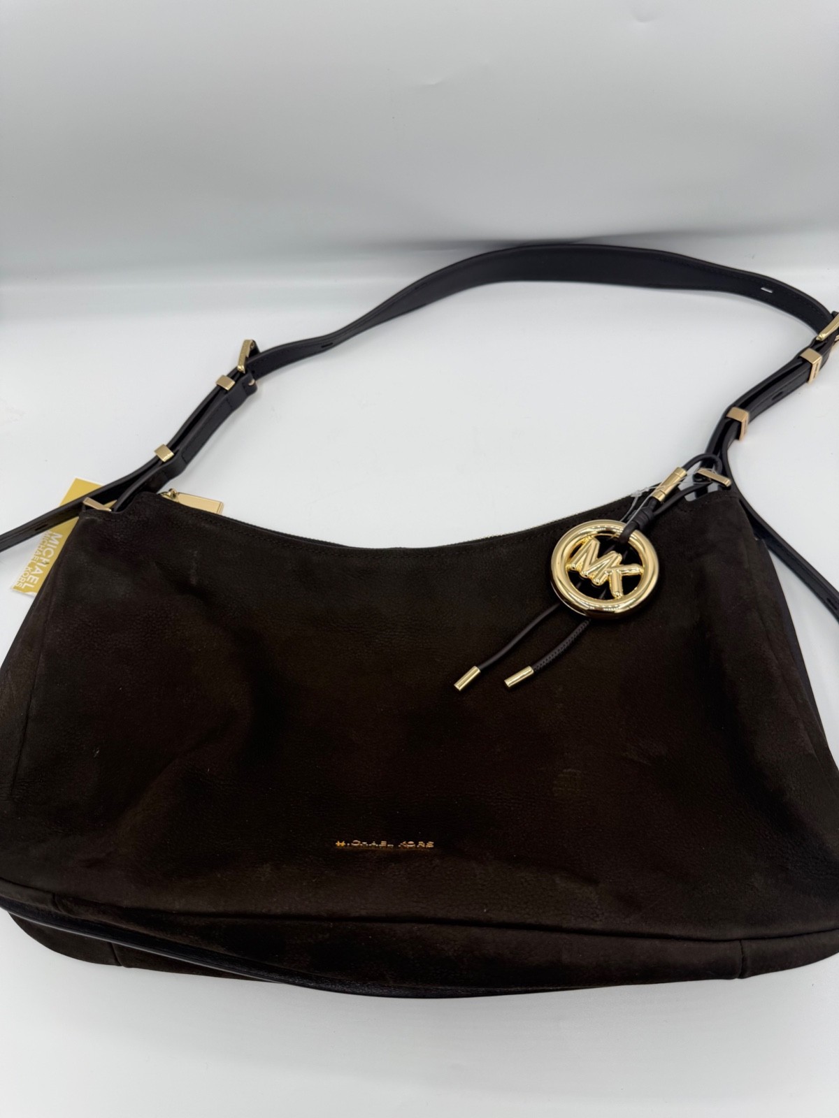 Michael Kors Nolita Chocolate Leather Convertible Shoulder Bag Brown Gold MK