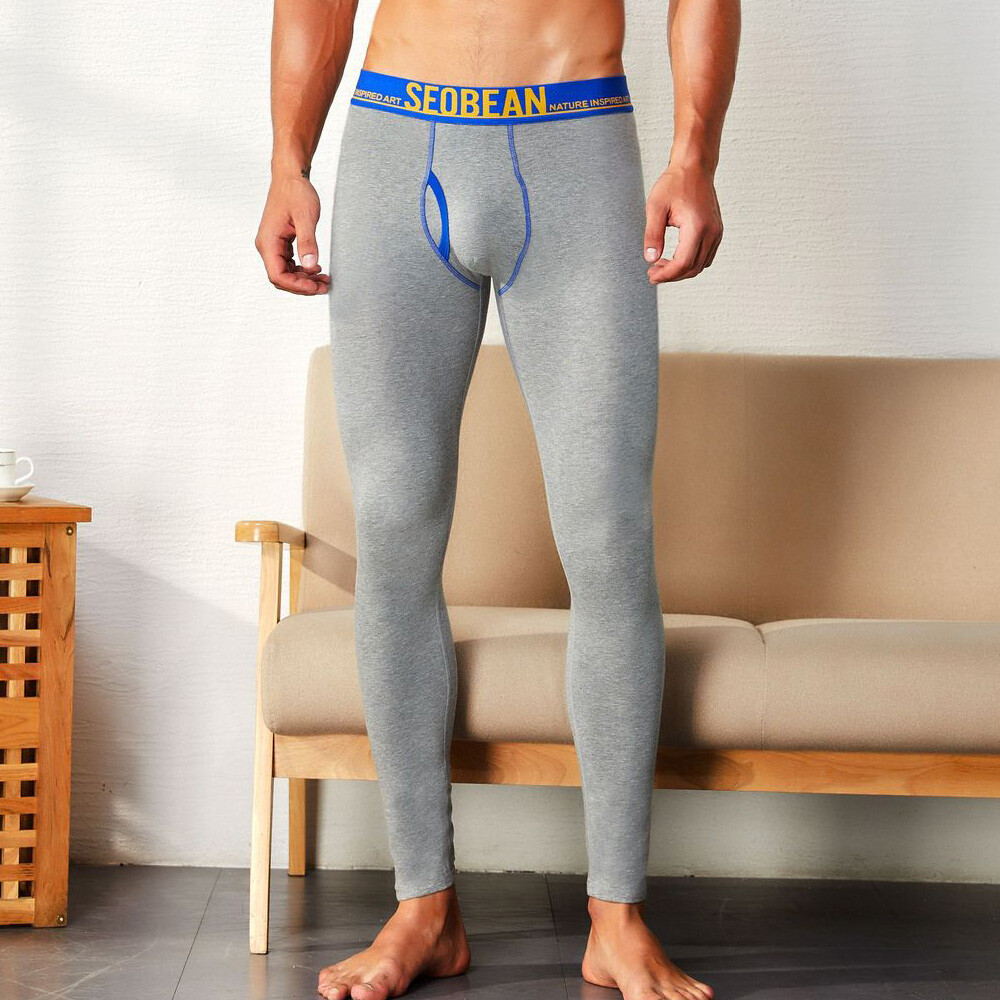 Seobean Men’s Cotton Long Johns Sexy Low Rise Sports Pouch Underwear Legging