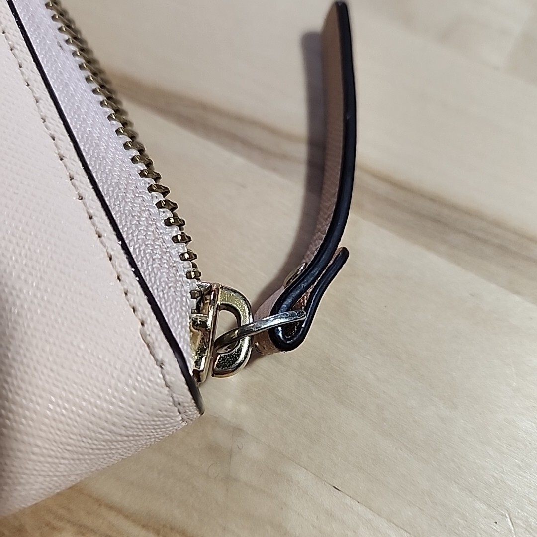 KATE SPADE Leather Zip Around Wallet Pink Peach Large 7.75″
