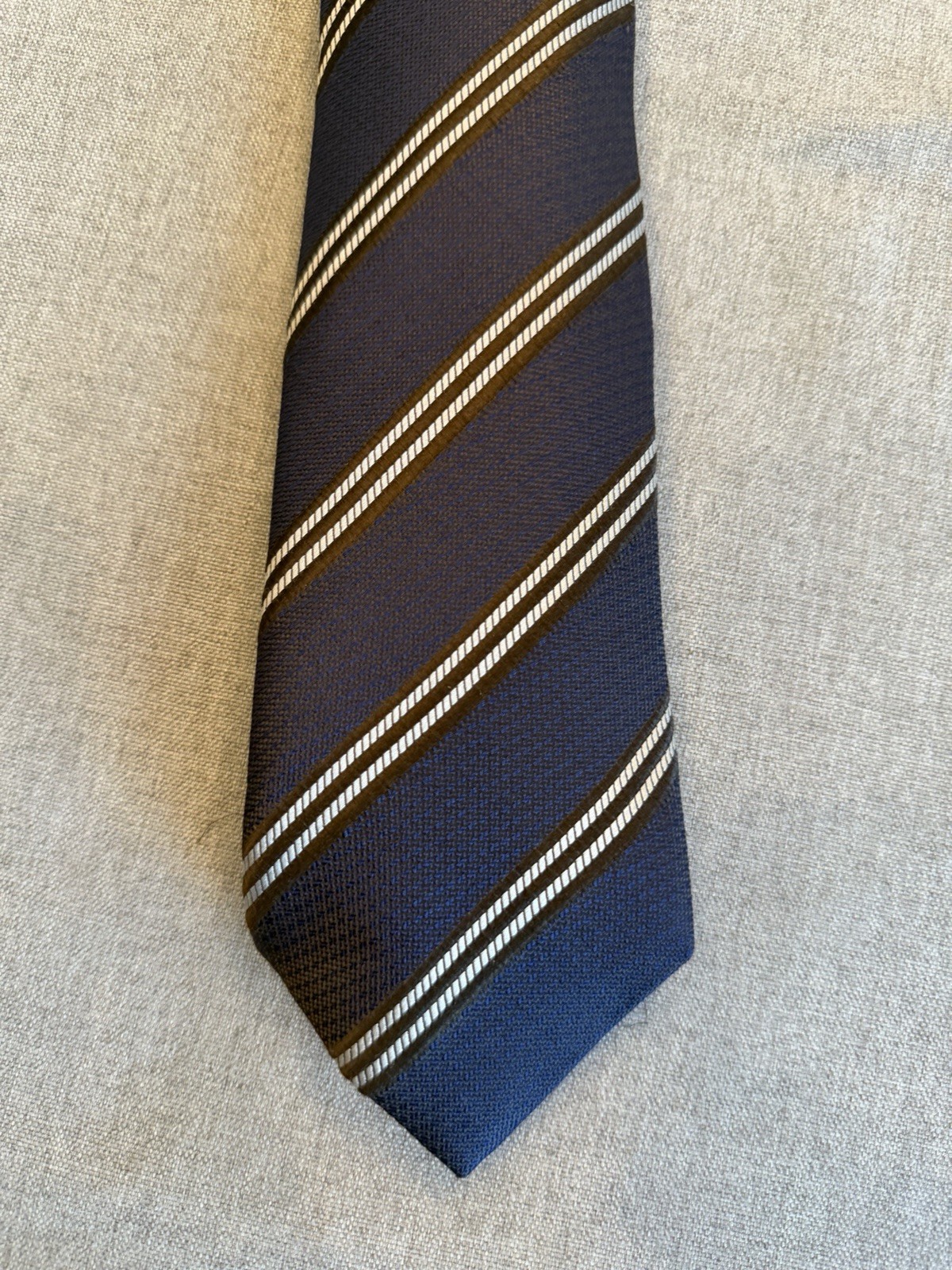Eton Of Sweden Black Stripe Blue Purple Silk Necktie 3.25 In Wide NWT