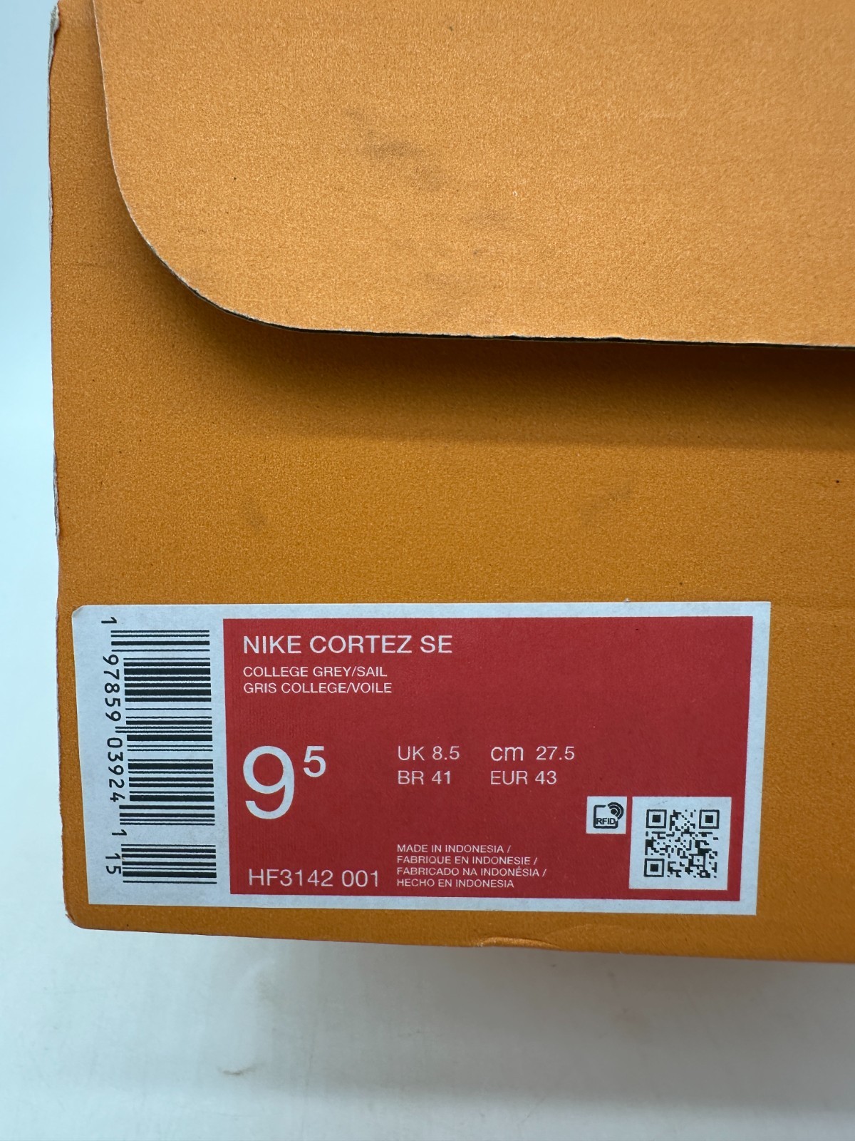 Nike Cortez men’s size 9.5 Grey Sail Suede Running Athletic Shoes HF3142 001