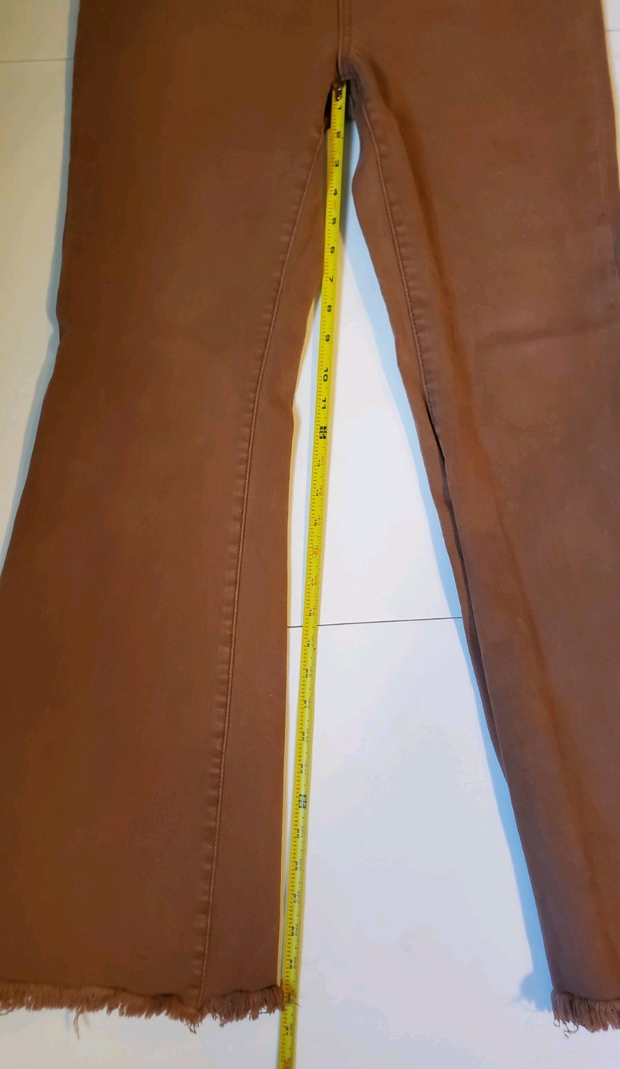 Womens Risen High Rise Wide Leg Jeans Expresso, Brown, Fringe, Slit Size 9/29